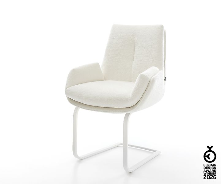 Freischwinger Clea-Flex Bouclé Soft Beige Freischwinger flach Weiß günstig online kaufen