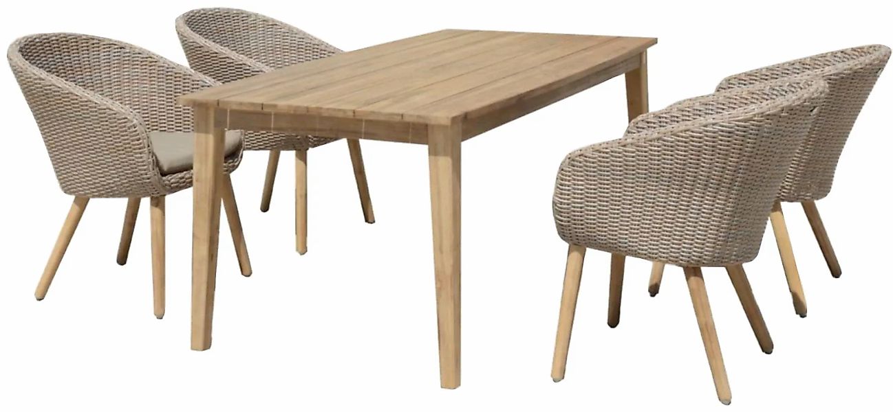 Garden Pleasure Garten-Essgruppe "OAKLAND", (5 tlg.), robustes Tischdesign günstig online kaufen