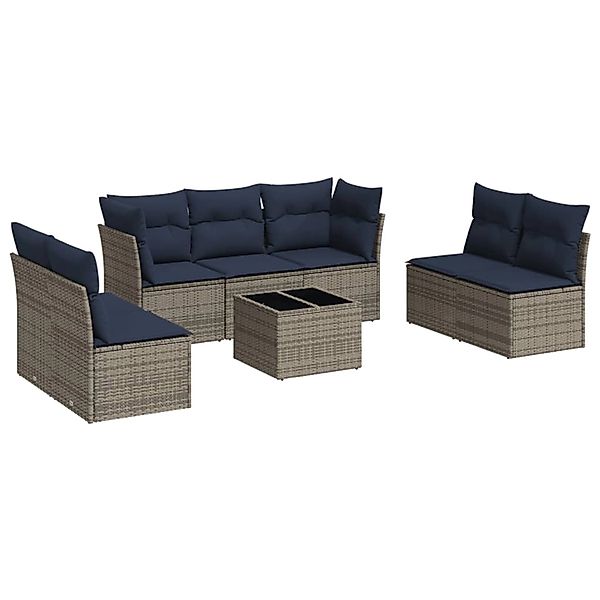 vidaXL 8-Tlg Garten-Sofagarnitur mit Kissen Grau Poly Rattan 3217421 günstig online kaufen