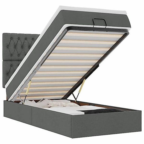 vidaXL Bett Ottoman-Bett mit Matratze & LEDs Dunkelgrau 100x200 cm Stoff günstig online kaufen