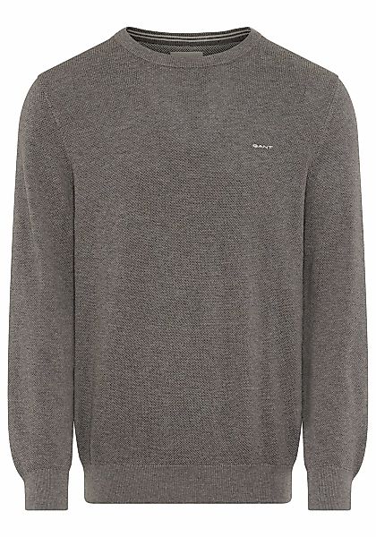 Gant Rundhalspullover "COTTON PIQUE C-NECK", mit Logostickerei auf der Brus günstig online kaufen
