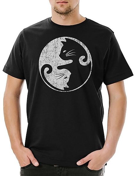 Urban Backwoods Print-Shirt Cats Yin & Yang Herren T-Shirt Cat Katze Katzen günstig online kaufen