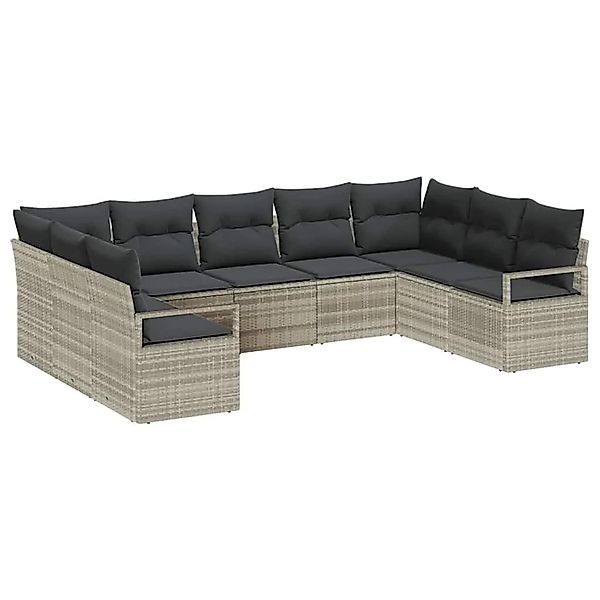 vidaXL Gartensofa-set mit Kissen 9-Tlg Hellgrau Poly-Rattan 3355211 günstig online kaufen