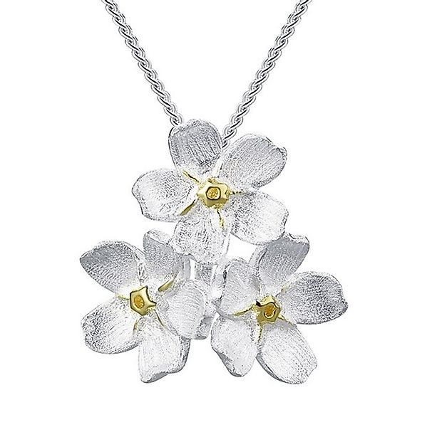 Runde Perlé Kette mit Anhänger große Vergissmeinnicht Blumen, handgefertigt günstig online kaufen