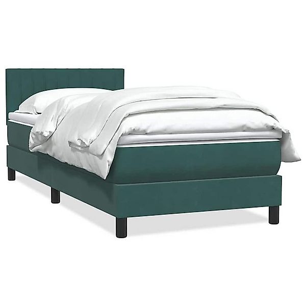 vidaXL Boxspringbett, Boxspringbett mit Matratze Dunkelgrün 90x220 cm Samt günstig online kaufen