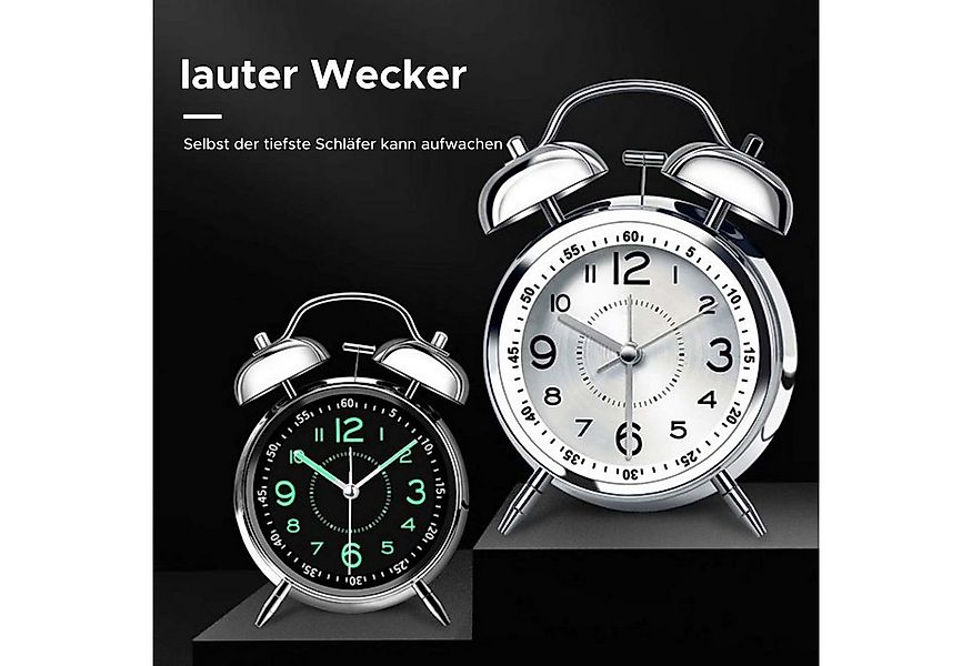 Refttenw Wecker Quarzwecker Retro doppelglockenwecker mit Nachtlicht großes günstig online kaufen