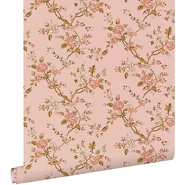 ESTAhome Tapete Blumenmuster Terrakottarosa 50 X 900 Cm 131567 günstig online kaufen