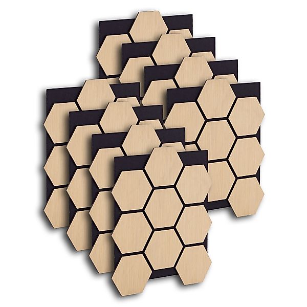 Homestyle4u Akustikpaneele 8 Wandpaneele Holz Hexagon 76 x 62 cm Stück Natu günstig online kaufen