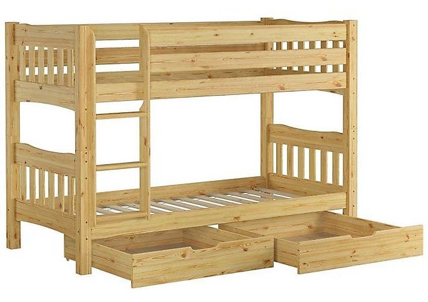 ERST-HOLZ Etagenbett Etagenbett 90 x 200 Kiefer Massiv mit Rollrosten und D günstig online kaufen