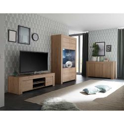 Wohnwand in Eichefarben und Anthrazit modern (dreiteilig) günstig online kaufen