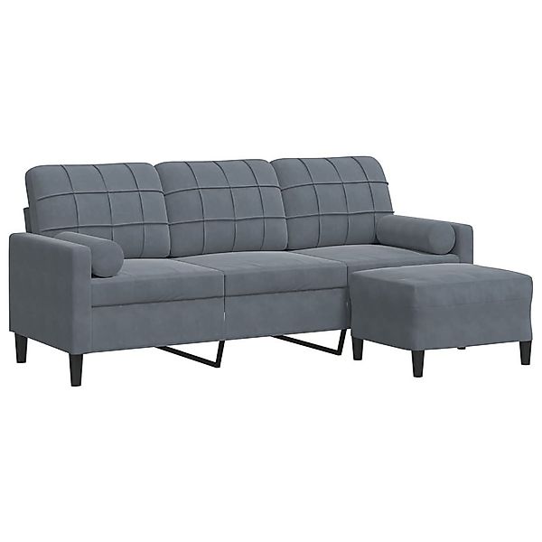 vidaXL Sofa 3-Sitzer-Sofa mit Hocker Dunkelgrau günstig online kaufen