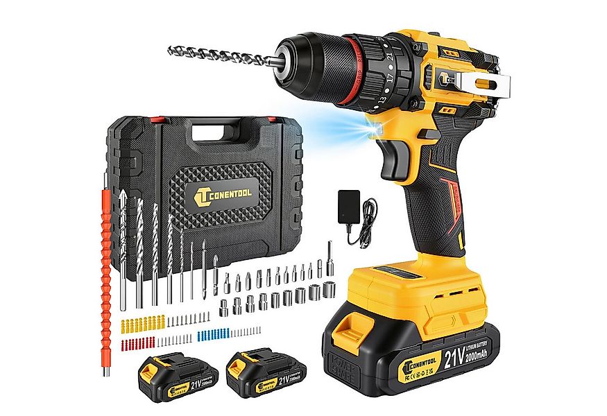 CONENTOOL Akku-Bohrschrauber Akkuschrauber Set Akkubohrer mit 60PCS Werkzeu günstig online kaufen