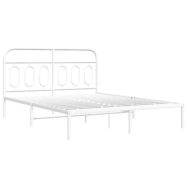 vidaXL Bettgestell mit Kopfteil Metall Weiß 135x190 cm 377165 günstig online kaufen