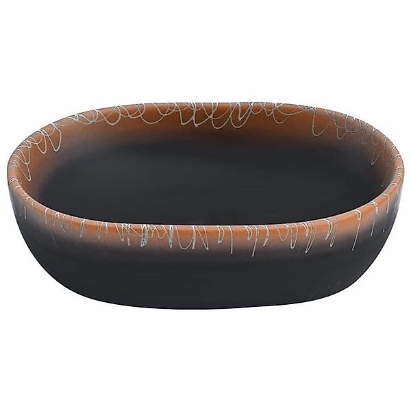 vidaXL Waschbeckenschrank Aufsatzwaschbecken Schwarz und Orange Oval 47x33x günstig online kaufen