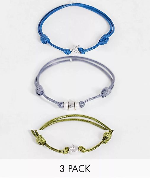 Icon Brand – 3er-Pack verstellbare Kordel-Armbänder in Bunt-Mehrfarbig günstig online kaufen