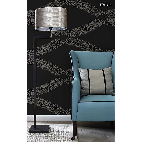 Origin Wallcoverings Tapete Ornamente Schwarz und Grau 53 cm x 10,05 m 3457 günstig online kaufen