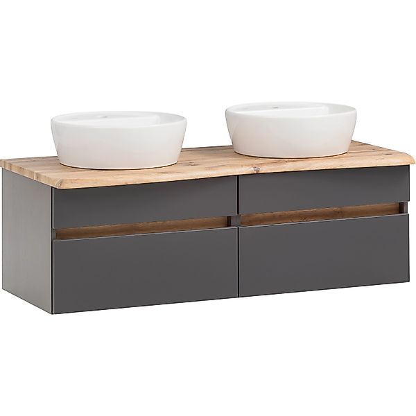 Held Möbel Doppelwaschtisch Trient 121 cm Grau Matt mit Softclose günstig online kaufen