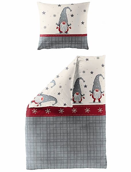 BIERBAUM Bettwäsche "Wichtel" 2 Stk. tlg. 100 % Baumwolle, Biber, unterschi günstig online kaufen