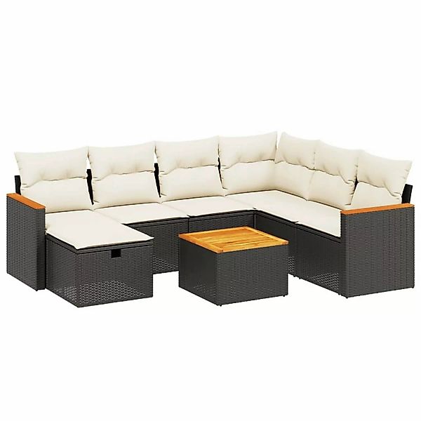 vidaXL 8-tlg Garten-Sofagarnitur mit Kissen Schwarz Poly Rattan Modell 170 günstig online kaufen