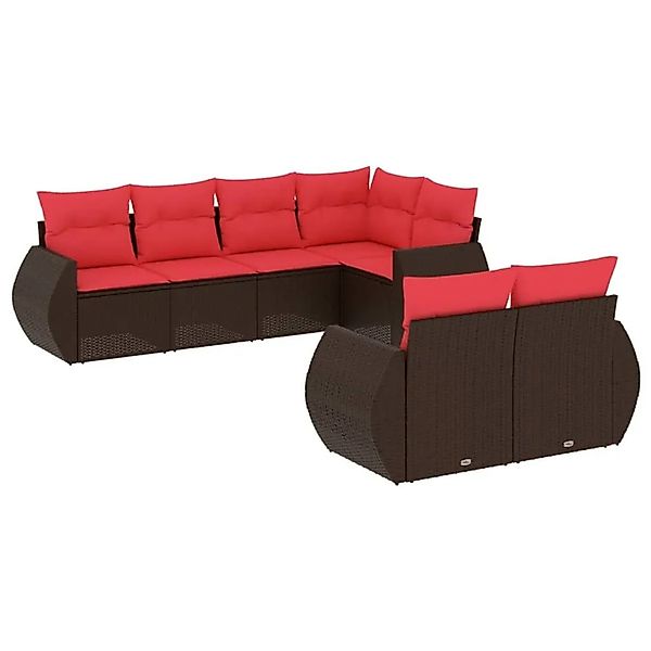 vidaXL 7-Tlg Gartensofa-Set mit Kissen Braun Polyrattan 3221613 günstig online kaufen
