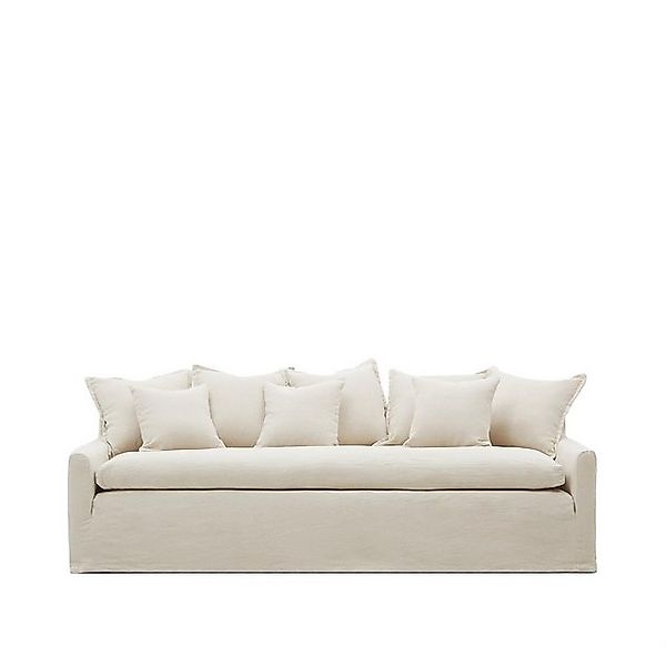 Natur24 Sofa 3-Sitzer-Sofa Zenira 230 x 85 x 105 cm Leinen Baumwolle Beige günstig online kaufen