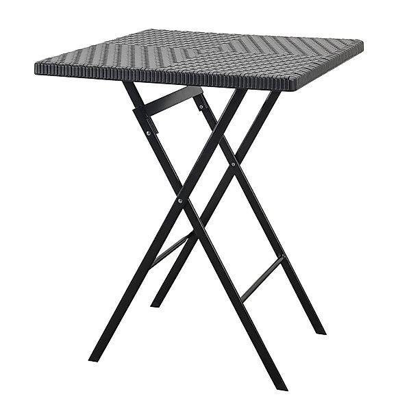 Floordirekt Gartentisch Kobe Klapptisch Rattan-Optik Wetterfest Schwarz 60 günstig online kaufen