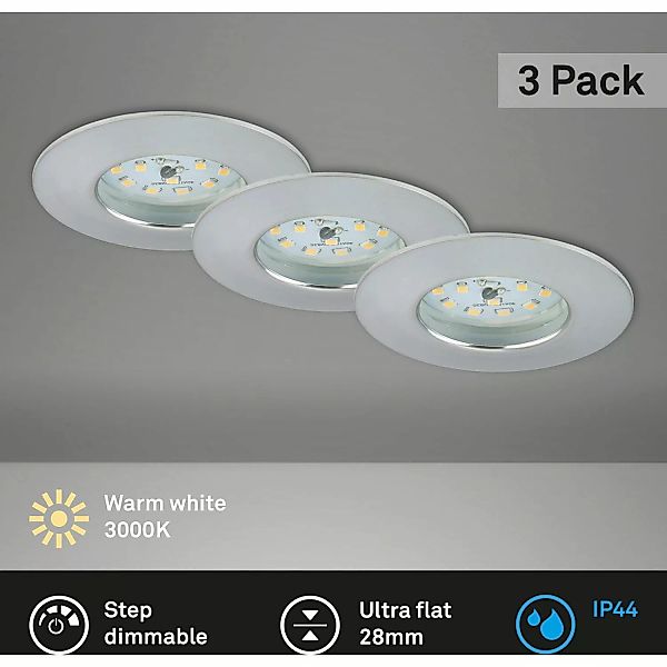 Briloner LED-Einbaustrahler Attach Dim 3er Nickel Matt Ø 7,5 cm günstig online kaufen