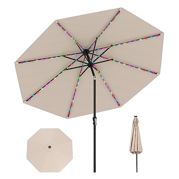 COSTWAY Sonnenschirm 300cm mit LED, Kurbel, günstig online kaufen