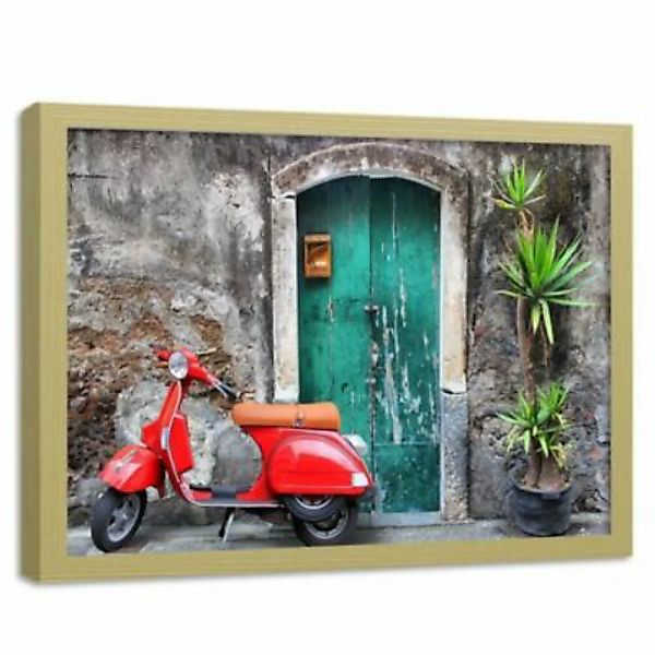 FEEBY® Kunst Türen und roter Roller Leinwandbilder bunt Gr. 60 x 40 günstig online kaufen