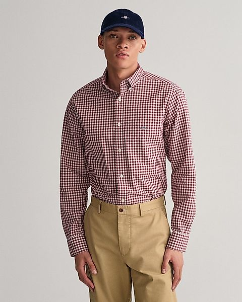 Gant Langarmhemd REG POPLIN GINGHAM SHIRT mit Logostickerei auf der Brust günstig online kaufen