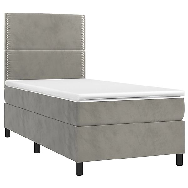 vidaXL Boxspringbett mit Matratze & LED Hellgrau 100x200 cm Samt 3136047 günstig online kaufen