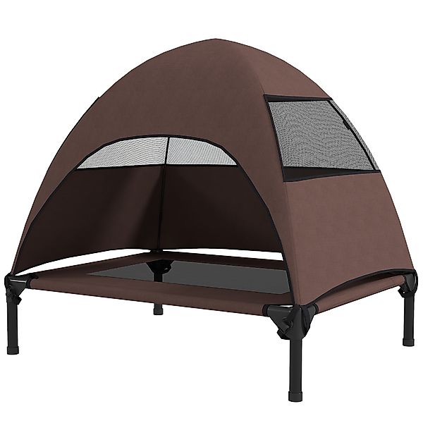 PawHut Hundeliege Outdoor mit Dach, Erhöhtes Hundebett für Mittelgroße Hund günstig online kaufen