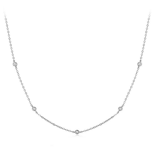 Runde Perlé Silberkette zarte Kette mit kleinen Moissaniten, 925 Sterling S günstig online kaufen