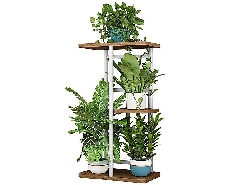GarveeMore Blumenständer Neu Pflanzenständer Metall Blumenregal mit hölzern günstig online kaufen