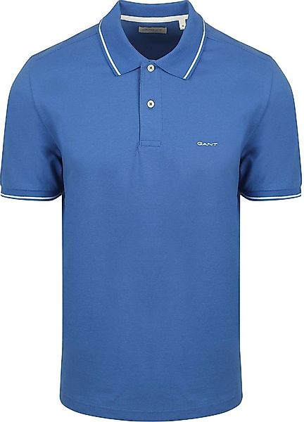 Gant Tipping Piqué Poloshirt Blau - Größe 3XL günstig online kaufen