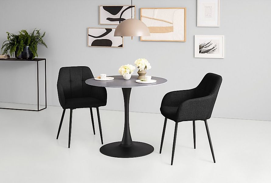 HELA Essgruppe MOSEL, (3-tlg), Tisch 90x75 cm, Platte rund, gesinterter Ste günstig online kaufen