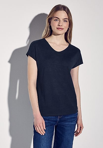 STREET ONE T-Shirt mit abgerundetem V-Ausschnitt günstig online kaufen