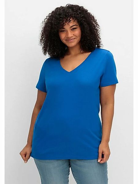 Sheego T-Shirt Große Größen mit V-Ausschnitt günstig online kaufen
