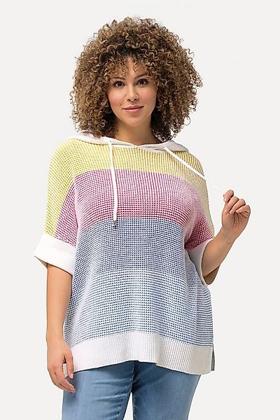 Ulla Popken Pullunder Pullover Blockstreifen Kapuze Halbarm günstig online kaufen