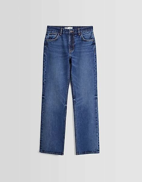 Bershka Straight Fit Jeans Damen 32 Blau günstig online kaufen