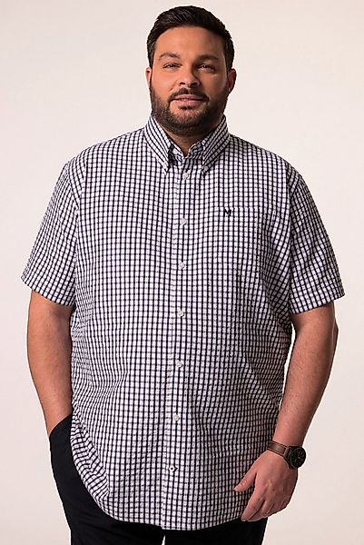 Men Plus Kurzarmhemd Karohemd Halbarm Seersucker Buttondown-Kragen günstig online kaufen