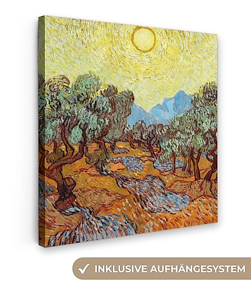 OneMillionCanvasses® Leinwandbild Olivenbäume mit gelbem Himmel günstig online kaufen