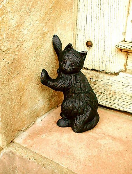 Antikas Wanddekoobjekt Türstopper schwarze Katze, Skulptur, Türöffner, schw günstig online kaufen