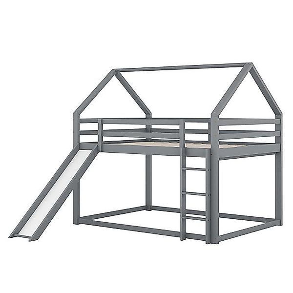 Celya Etagenbett Kinderbett Hausbett mit Rutsche und Leiter, 140X200cm,Grau günstig online kaufen