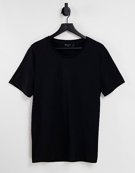ASOS DESIGN – T-Shirt aus Bio-Baumwollmix mit U-Boot-Ausschnitt-Schwarz günstig online kaufen