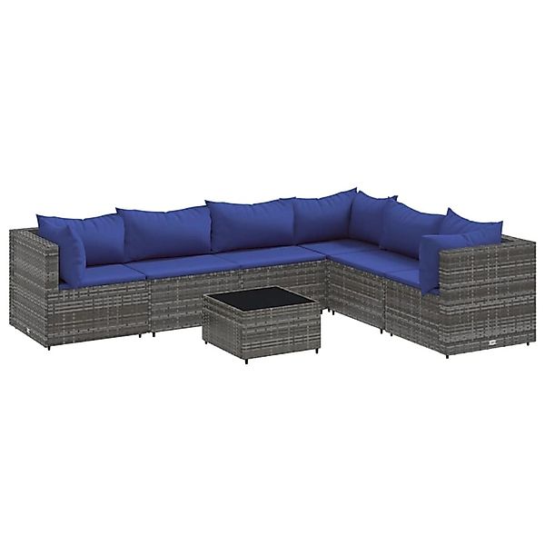 vidaXL 7-tlg Garten-Lounge-Set mit Kissen Grau Poly Rattan Modell 86 günstig online kaufen