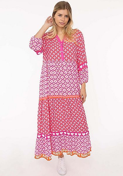 Zwillingsherz Maxikleid "Dreams" mit Mustermix, Knopfleiste und 3/4 Arm günstig online kaufen