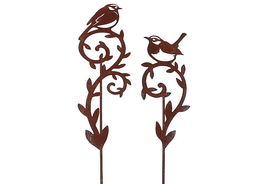 Macosa Home Gartenstecker Gartenstecker Vogel 2er Set Rost 45 cm Rostig Ech günstig online kaufen