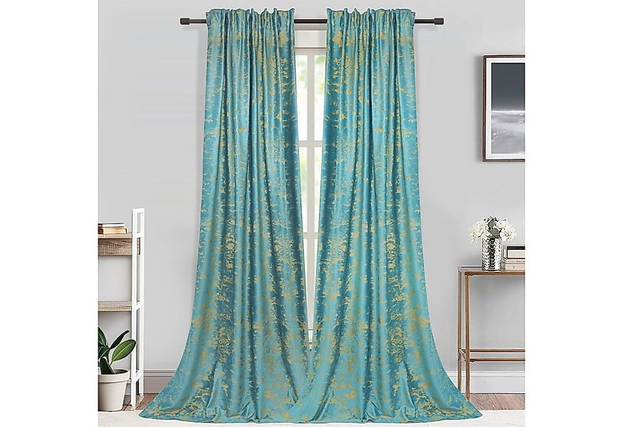 Rosnek Vorhang Samt, Golddruck, thermisch isoliert, für Wohnzimmer Schlafzi günstig online kaufen