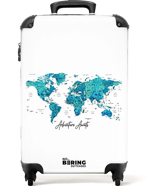 NoBoringSuitcases.com© Hartschalen-Trolley Weltkarte - Blau - günstig online kaufen